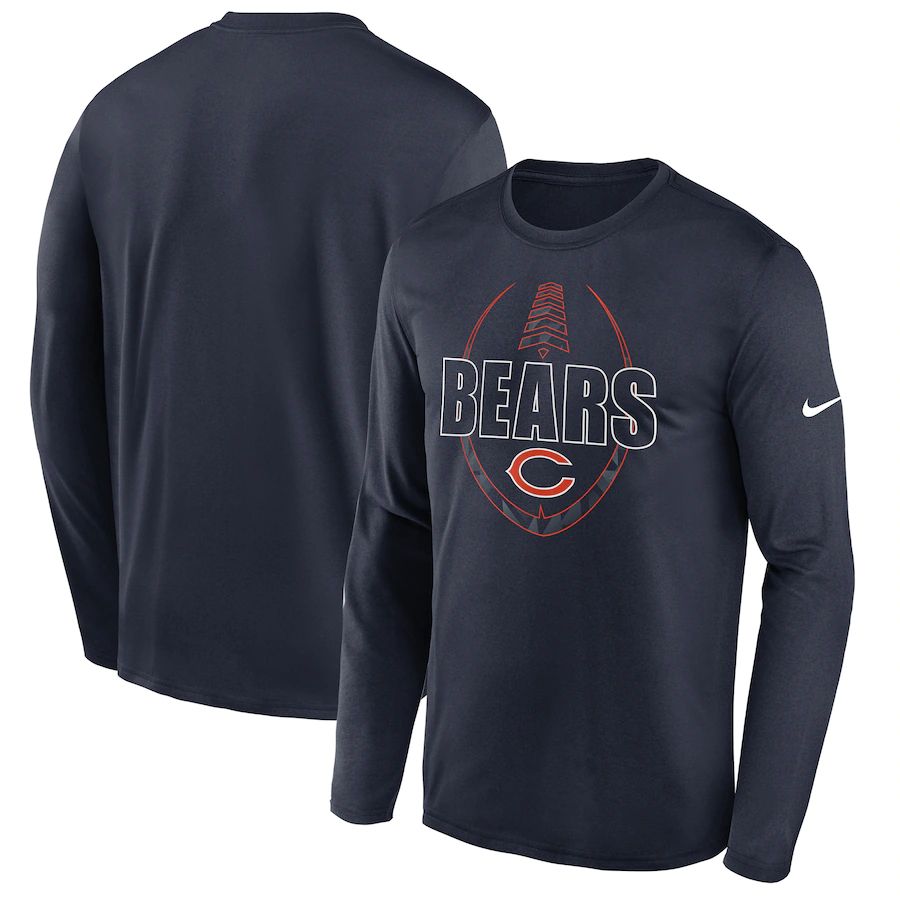 Men Chicago Bears Navy Nike Icon Legend Performance Long Sleeve T-Shirt->->Sports Accessory
